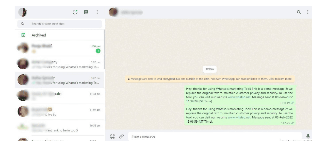 Sending messages on WhatsApp